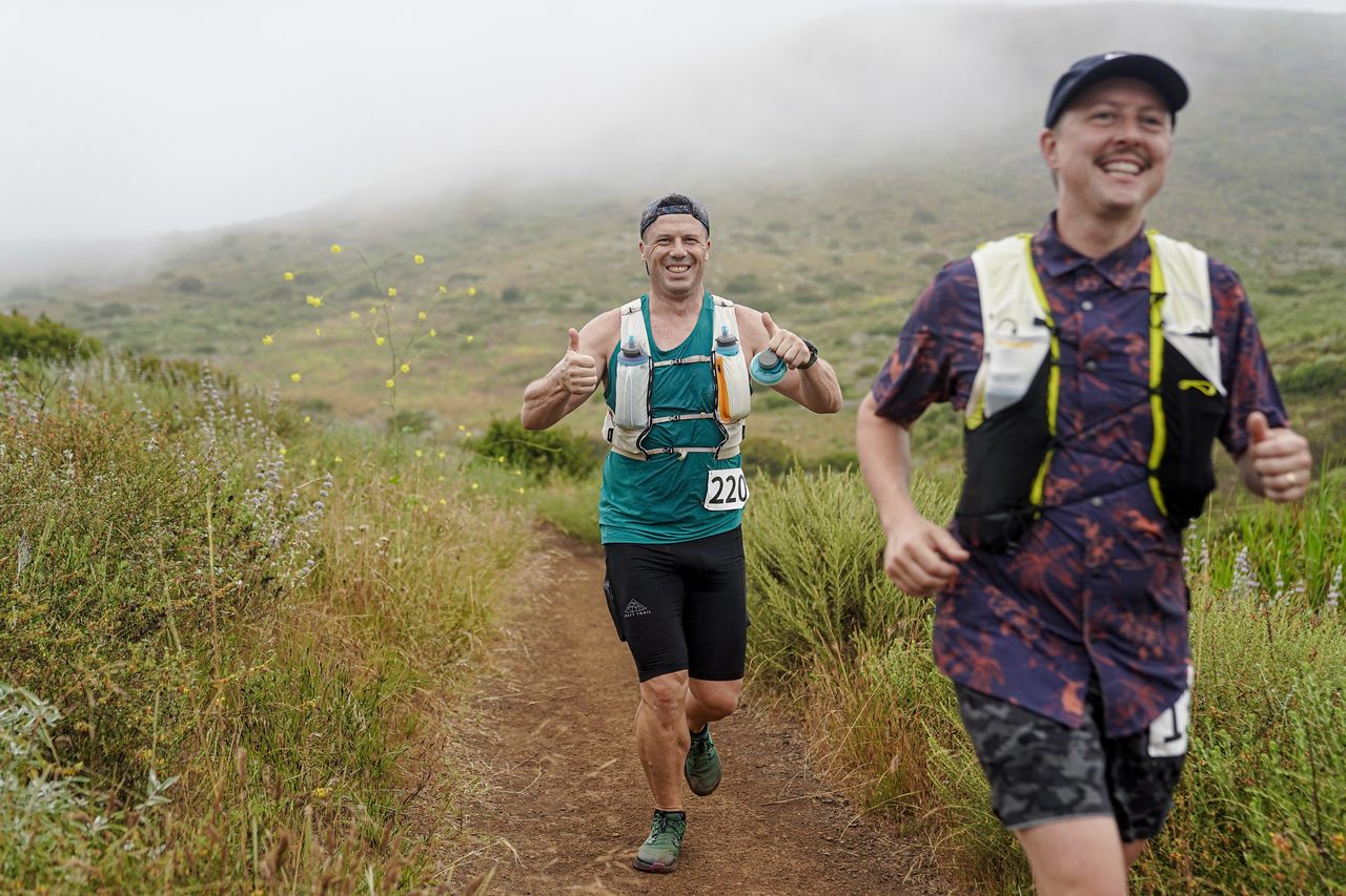 Malibu — two runners in the fog