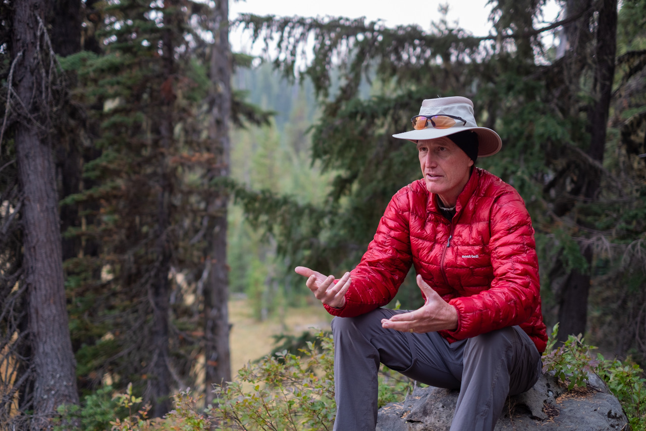 Glen Van Peski talking with the group at Wickiup