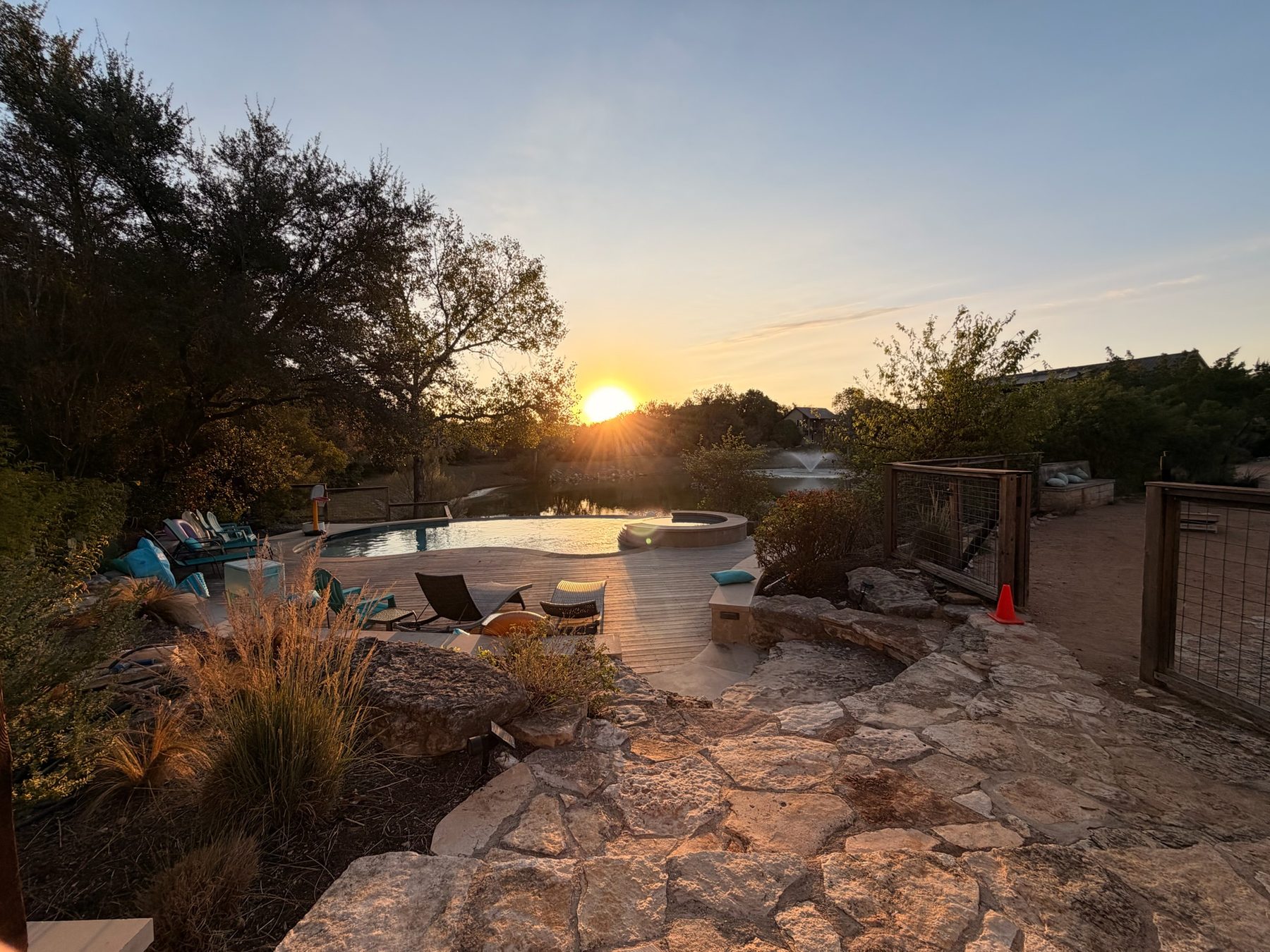 Austin — Hill Country sunset from the pool