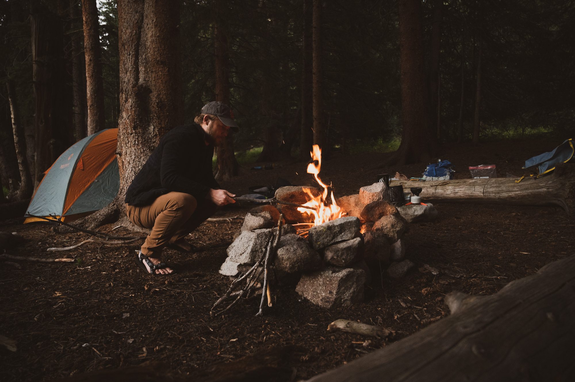 Mt. Huron — fire at base camp